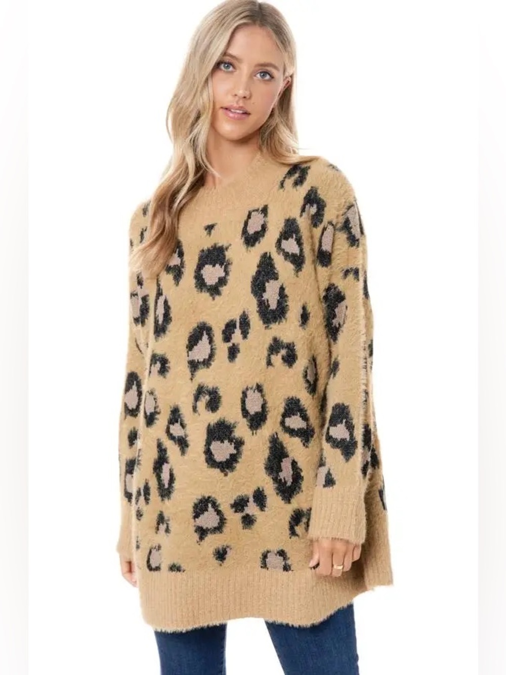 Leopard Oversized Eyelash Sweater